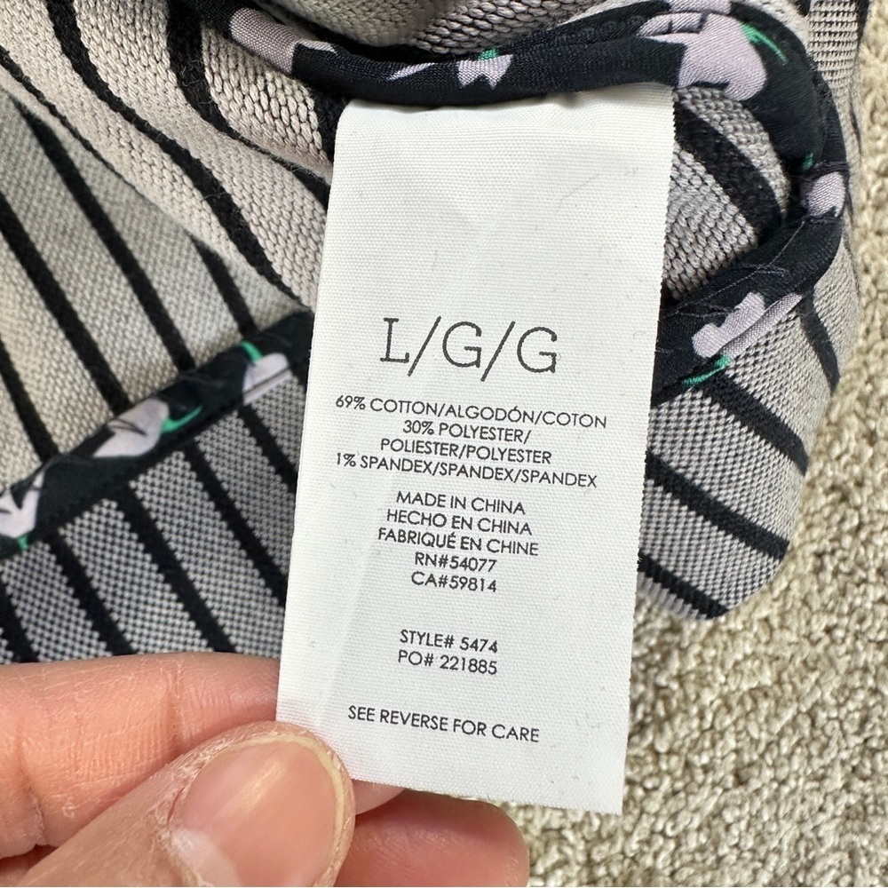 CAbi Dappled Striped Navy Gray Collarless Car Coat Jacket Blazer Academia Size L - Picture 14 of 16